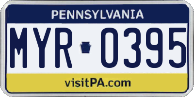 PA license plate MYR0395