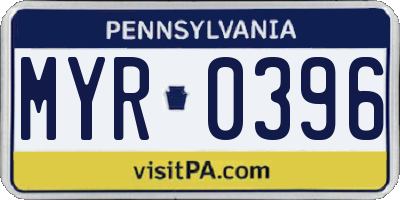 PA license plate MYR0396