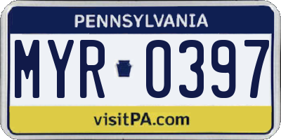 PA license plate MYR0397