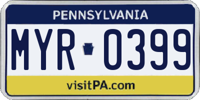 PA license plate MYR0399