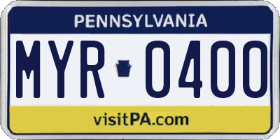 PA license plate MYR0400
