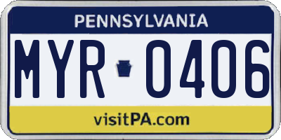 PA license plate MYR0406