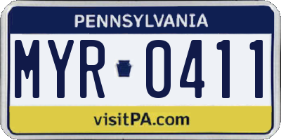PA license plate MYR0411