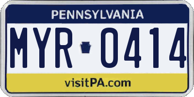 PA license plate MYR0414