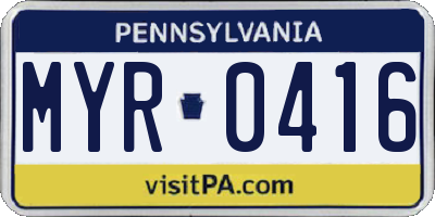 PA license plate MYR0416
