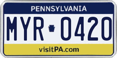 PA license plate MYR0420