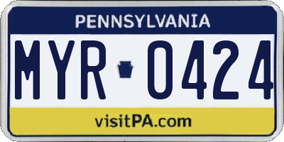 PA license plate MYR0424