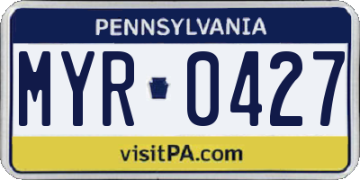 PA license plate MYR0427