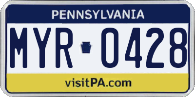 PA license plate MYR0428