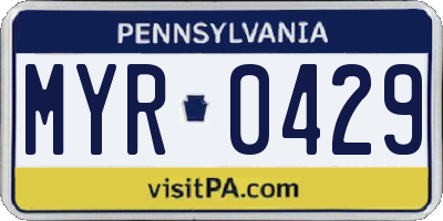 PA license plate MYR0429