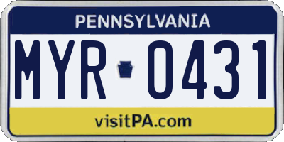 PA license plate MYR0431