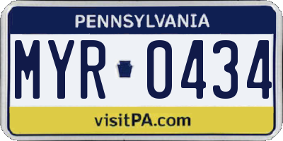 PA license plate MYR0434