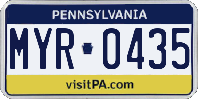 PA license plate MYR0435