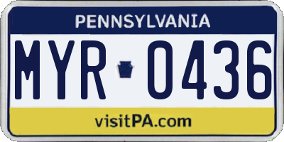 PA license plate MYR0436