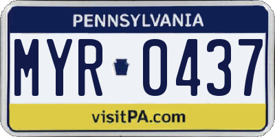 PA license plate MYR0437