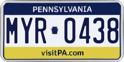 PA license plate MYR0438