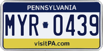 PA license plate MYR0439