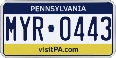 PA license plate MYR0443