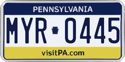 PA license plate MYR0445