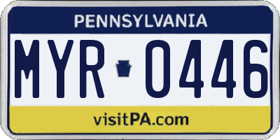 PA license plate MYR0446
