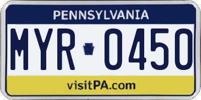 PA license plate MYR0450