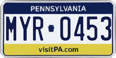 PA license plate MYR0453