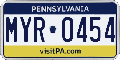 PA license plate MYR0454