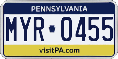 PA license plate MYR0455