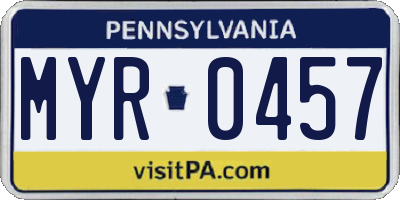 PA license plate MYR0457