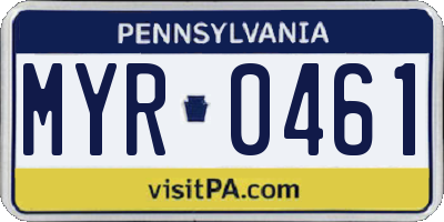 PA license plate MYR0461