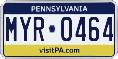 PA license plate MYR0464
