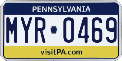 PA license plate MYR0469