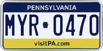 PA license plate MYR0470