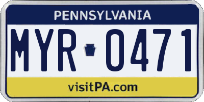PA license plate MYR0471