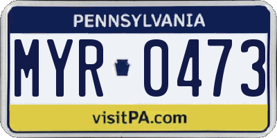 PA license plate MYR0473