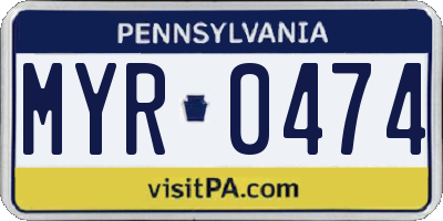 PA license plate MYR0474
