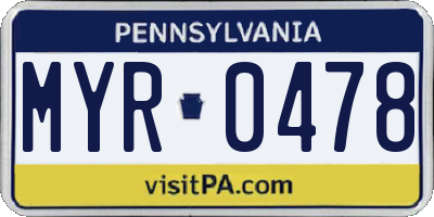 PA license plate MYR0478