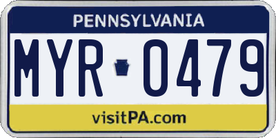 PA license plate MYR0479