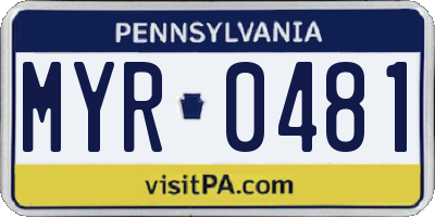 PA license plate MYR0481