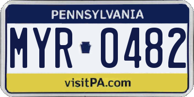 PA license plate MYR0482
