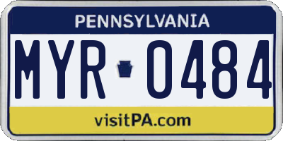 PA license plate MYR0484
