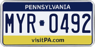 PA license plate MYR0492