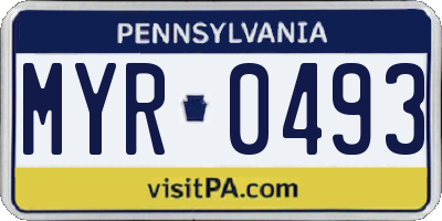 PA license plate MYR0493