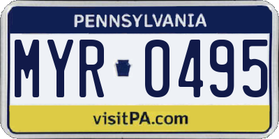 PA license plate MYR0495