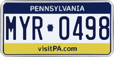PA license plate MYR0498