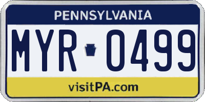 PA license plate MYR0499