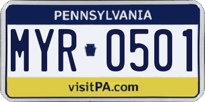 PA license plate MYR0501