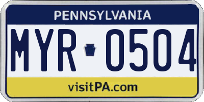 PA license plate MYR0504