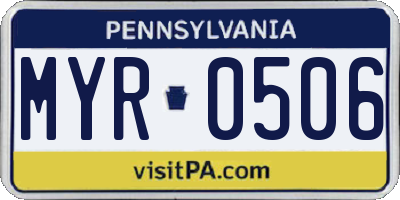 PA license plate MYR0506