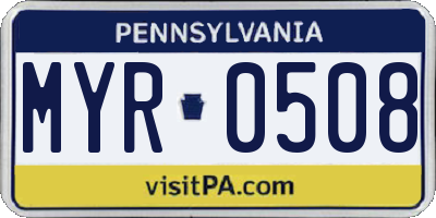PA license plate MYR0508